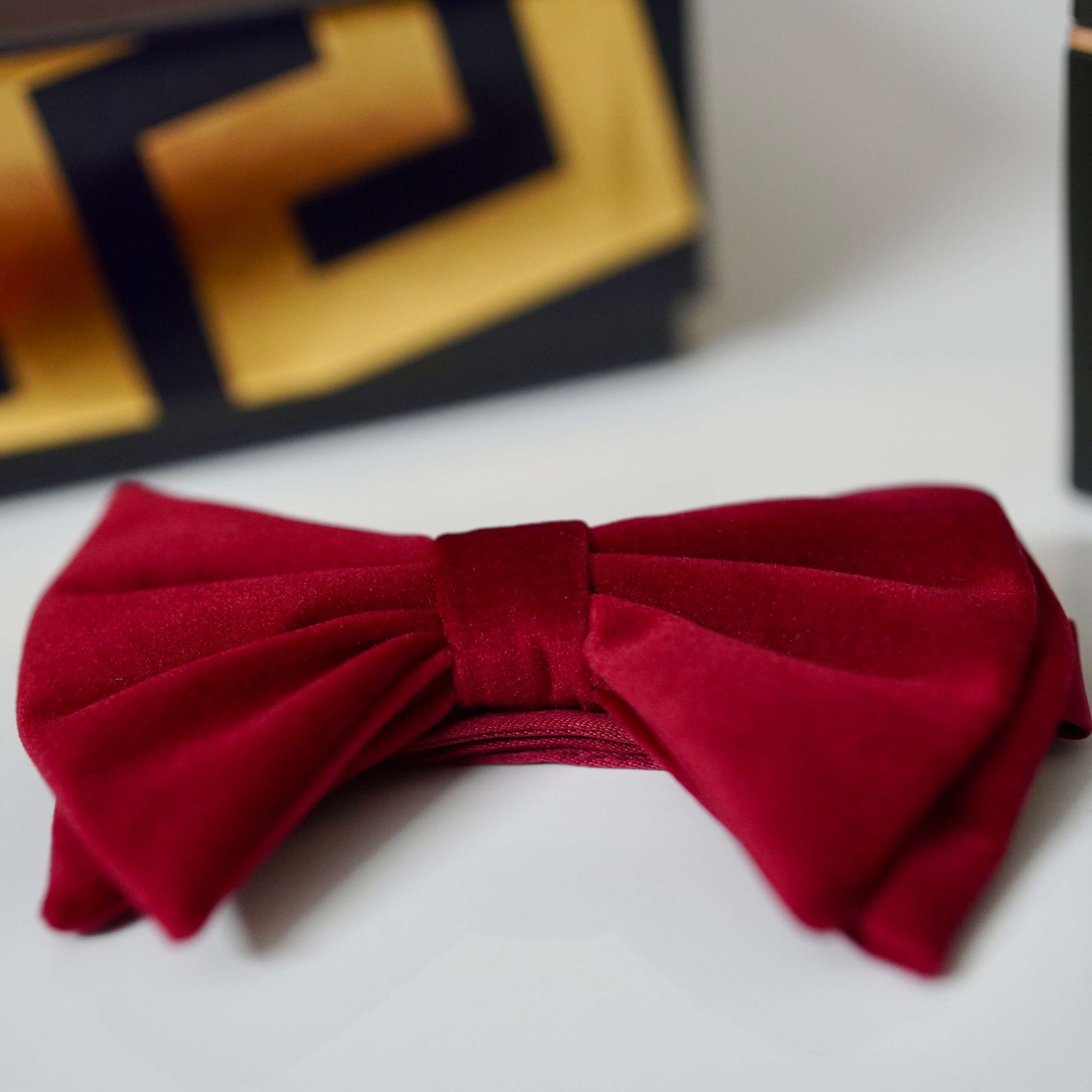 Maroon Velvet Butterfly Bow Tie - Image 2